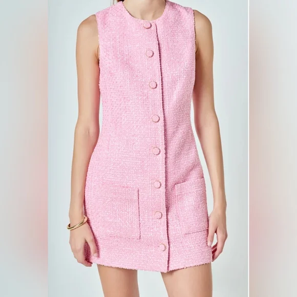 NWOT Endless Rose Tweed Mini Dress - Picture 2 of 9